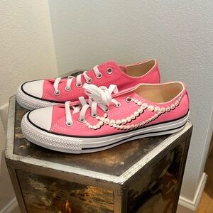 Pink Converse, with pearl drawing